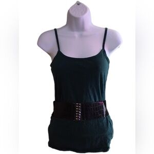 Black Textured Belt with Silver Buckle